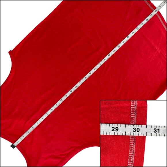 LAT Men's Contrast Tank Top Tee Shirt Size Large Red Gray Color Block 60% Cotton - Picture 9 of 10